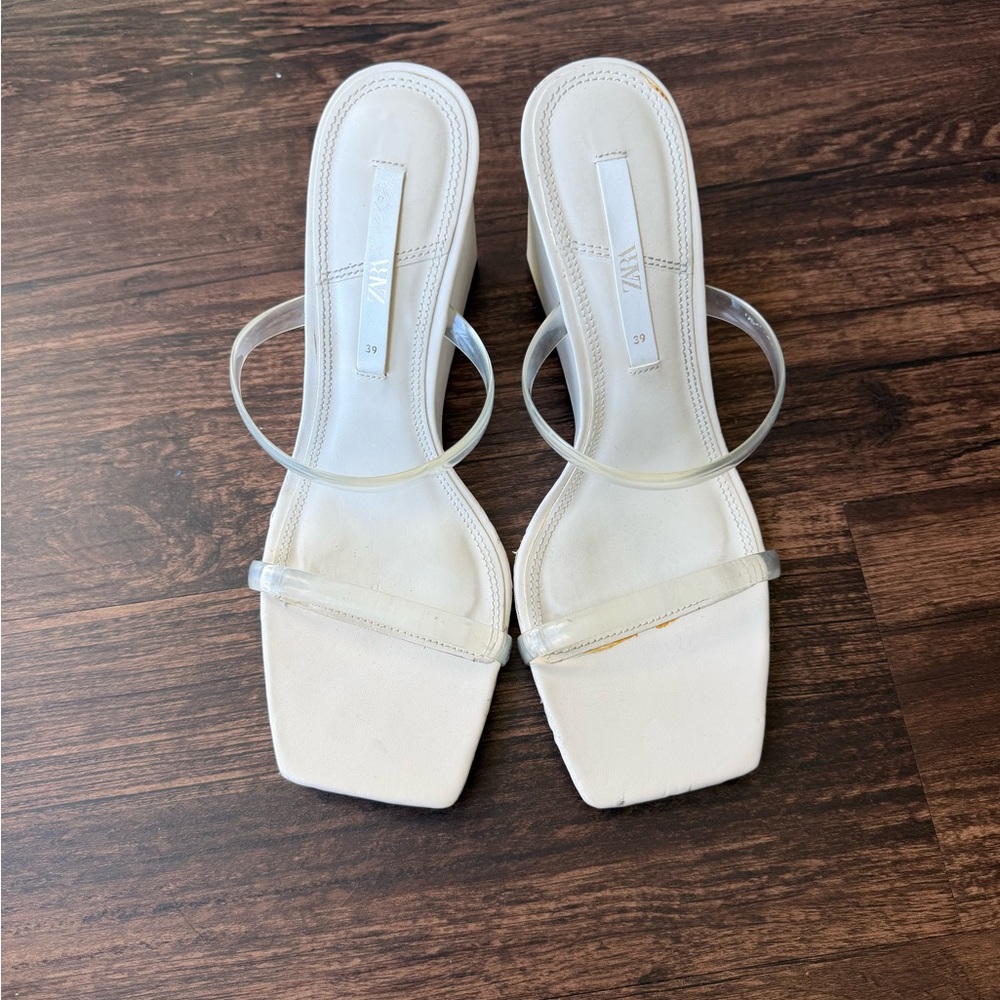 Zara White Women's Sandals with Clear Straps